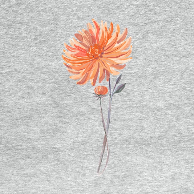 Coral Dahlia Sprig Bud by Rebelform